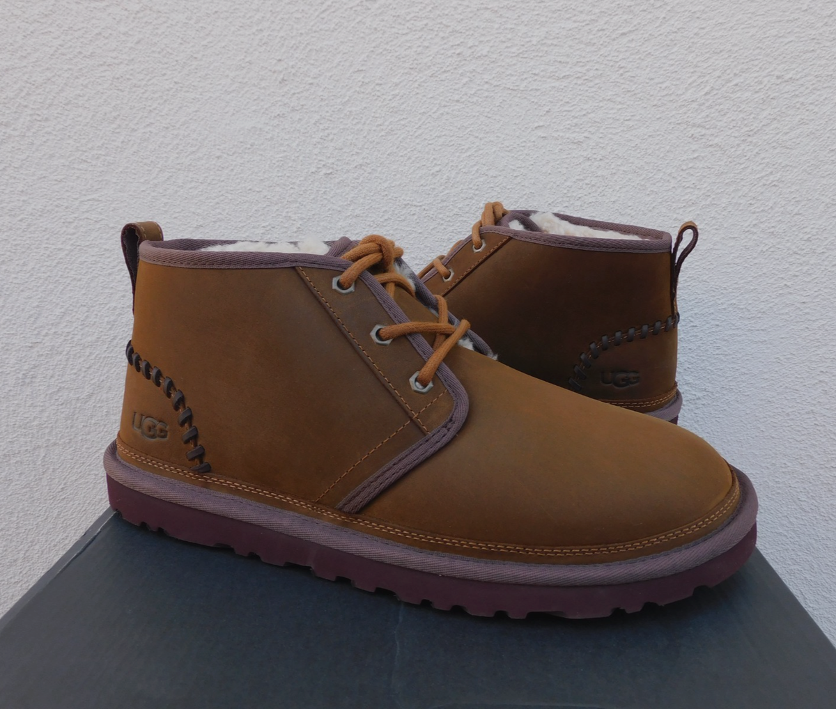 UGG NEUMEL DECO WATERPROOF LEATHER WOOL ANKLE BOOTS, MEN US 9/ EUR 42 NEW