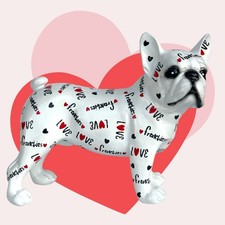 Franz&ouml;sische Bulldogge Liebe Herz Deko Figur Schwere Ausf&uuml;hrung