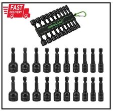 20-Piece Magnetic Nut Driver Set, Metric & SAE 1/4" Hex Shank, Drill Socket Set