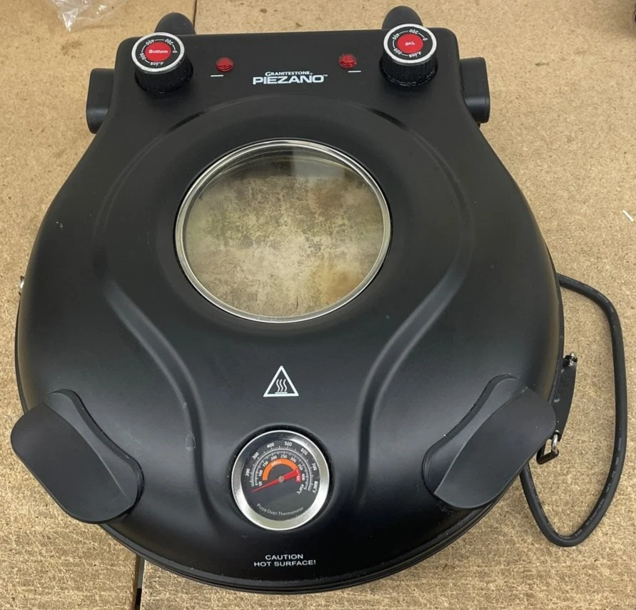 GRANITESTONE Piezano XL 14" Black Ceramic Stone Bake Electric Oven Pizza Maker
