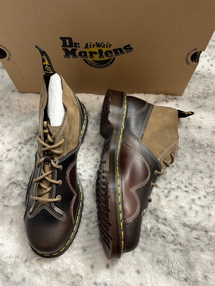Dr. Martens Tan Suede Lace-Up Work Boots with Black Collar workwear docs Dr. Martens Lowell reinterprets workwear heritage through a  main image 3