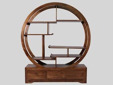 Bibliothèque En Teak Avec 3 Tiroirs Naturel À Cercle CM 150x40x170 H