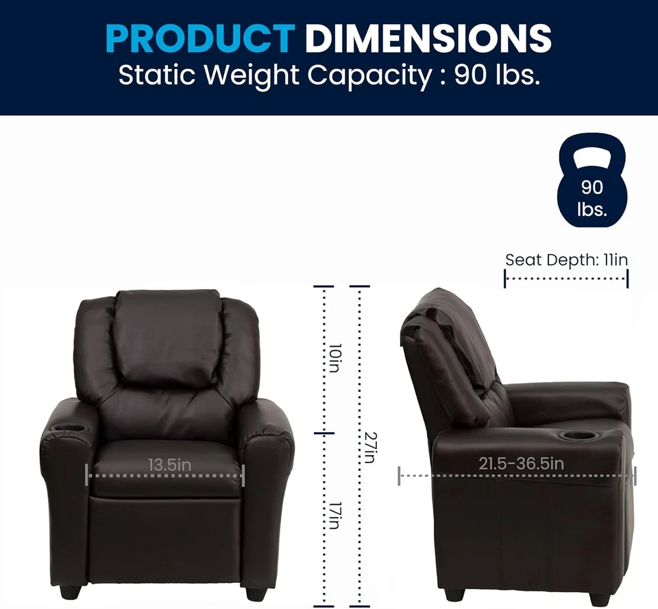 Детское кресло-реклайнер Vana Leathersoft с подстаканником, подголовником и предохранительным откидывателем, Co - Изображение 3 из 4