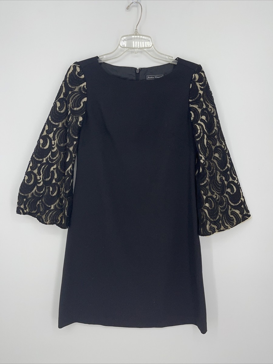 jessica howard lace bodice dress Jessica Howard V-Neck 3/4 Sleeve Lace Taffeta Ballgown