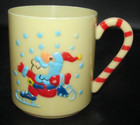 Vintage Holiday Christmas Cup Sterling House 1985 Plastic Mug 3D Santa Skating — photo 1