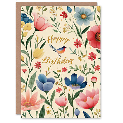 Geburtstagskarte Blume Blumenmuster Botanische Illustration für Sie Grußkarte