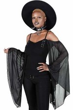 Killstar First Dawn Lace Up Sheer Sleeve Goth Punk Top Shirt Blouse KSRA003524