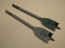 Pack of 2 Flat wood bit spade drill 25mm triple cut centre point 2 wing cutters