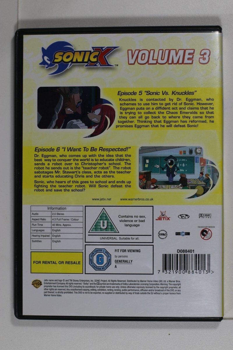 Sonic X Volume 3 (animated kids series) Region 2 - Preowned (D865