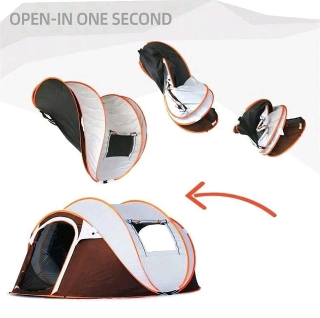 Automatic Pop-Up Beach Camping Tent Foldable Ship-Shaped Throw Tent 5-7 Persons