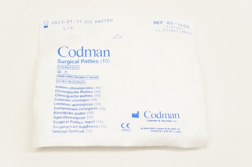 Codman 80-1406 Surgical Patties 1/2inch x 2inch - Pack of 10 | eBay ...