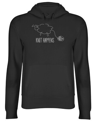 Lustiger Strick Happens Hoodie Herren Damen Schaf mit Wolle Garn Top Geschenk