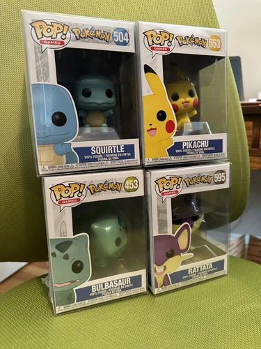 Funko Pokemon lot- Pikachu 353, Bulbasaur 453, Rattata 595, Squirtle 504