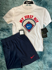New Boy's Blue White Nike 2 pc shorts set Size 6