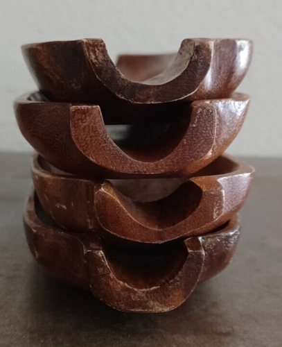 4 supports en bois de maïs sur le cobb sculpté main singe dosette 9" vintage PORTÉ PORTÉ USÉ - Photo 8/15