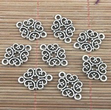 20pcs 12 19mm tibetan silver color hollow flower design connector G1870-1