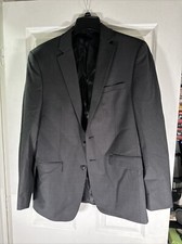 CALVIN KLEIN mens solid gray WOOL sport coat suit jacket blazer 40R