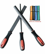 8" Wood Rasp File Set With Rubber Grip Includes Hand Cut Round Halfround And Fla