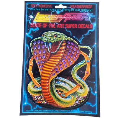 1984 Chroma Laser Axent SNAKE FANGS Auto Car Truck  Decal NOS Vintage   