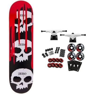 Zero Skateboard Complete 3 Skulls with Blood 8.0"