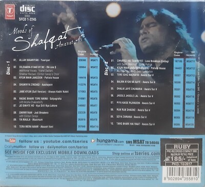 Moods Of Shafqat Amanat Ali Bollywood Hindi CD (Set Of 2)