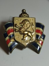 DIEU ET MON DROIT Vintage WW2 Relief Pin Official Bundles For Britain Inc.