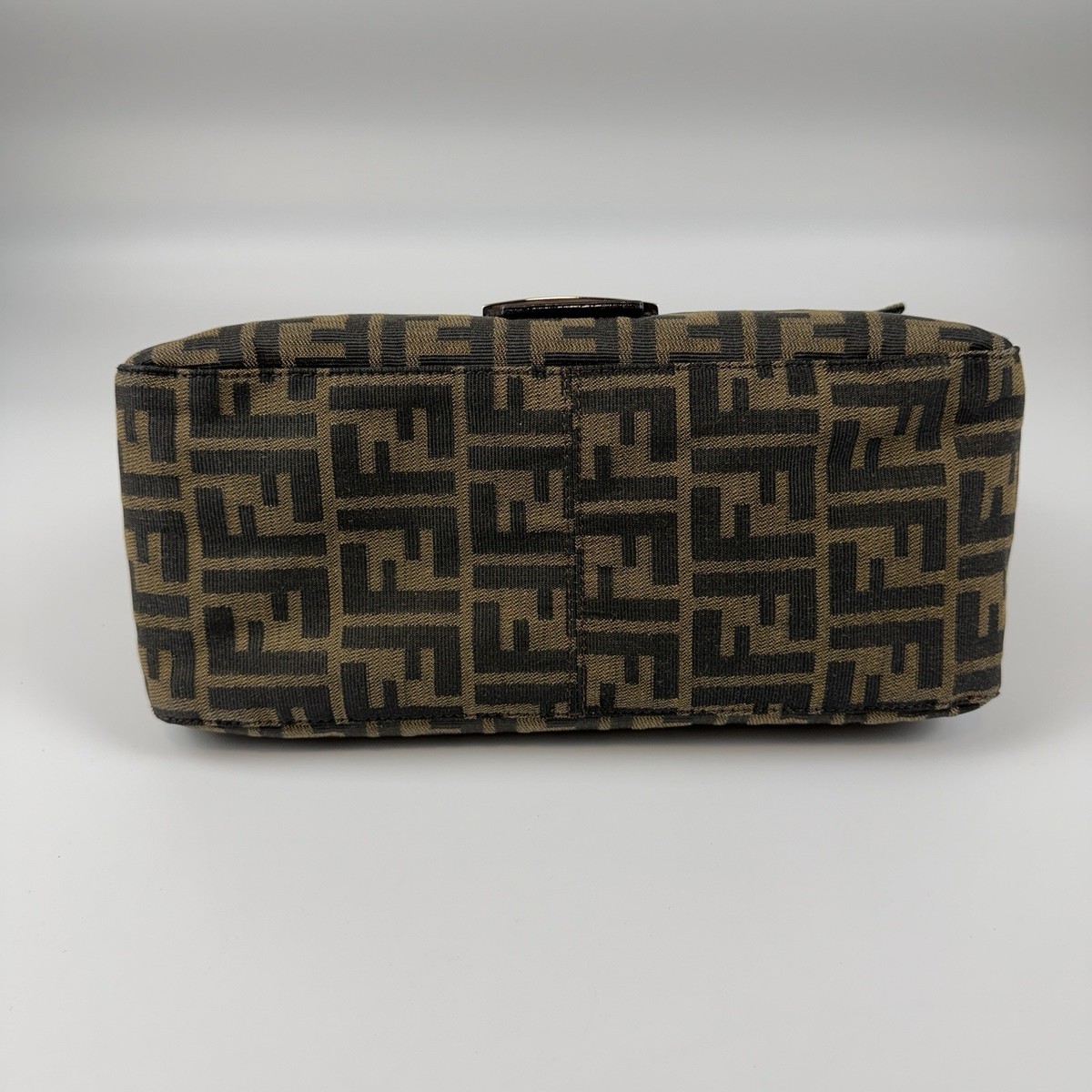 Auth FENDI Mamma Baguette Bag Zucca Canvas Leather Brown Shoulder