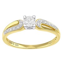 9ct Gold Jewelco London 20pts Diamond 5pts Ribbon Tail Solitaire Engagement Ring