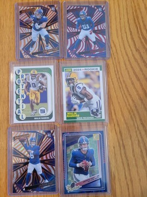  6 Card New York Giants All Rookie Lot w/ Jaxson Dart Cam Skattebo Malik Nabers 