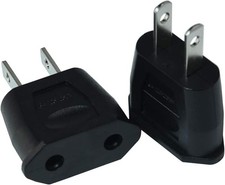 2PCS Black Socket Plug Adapter Europe EU Euro to US Travel Charger AC