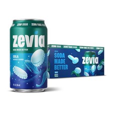 Zevia Zero Sugar Soda, Cola, 12 oz Cans 8-Pack Naturally Sweetened, Non-G...