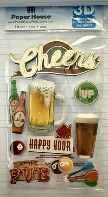 Paper House 3-D~CHEERS~raised sticker set~Nice! Quick Ship!
