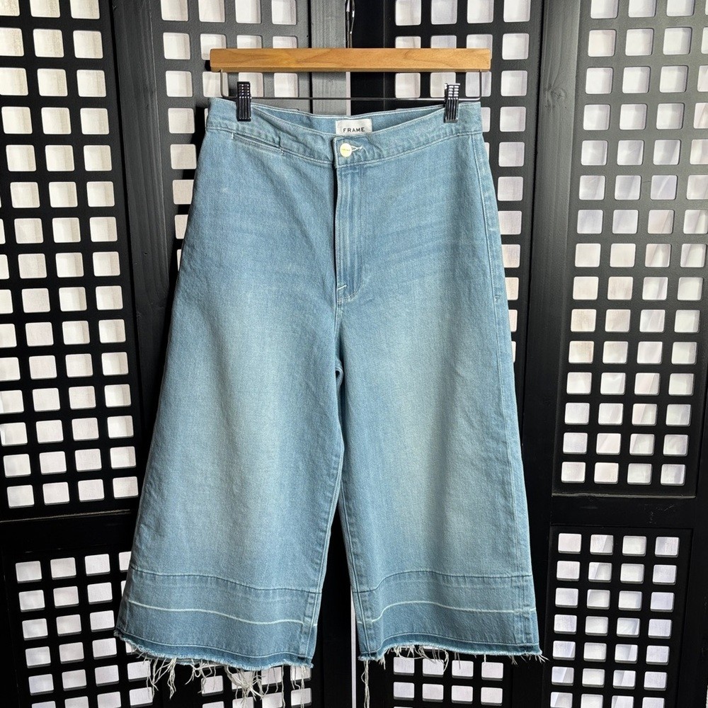 💙 Frame Light Blue Wide-Leg Jeans Size 28 Soft Cotton Blend High Rise 💙