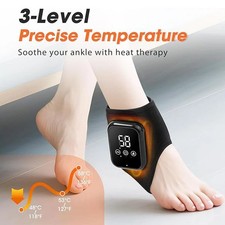 Cordless Electric Heated Ankle Wrap Brace Massage with Vibration for Pain Relief