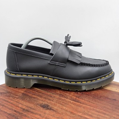 Dr Martens Adrian Shoes Men's 9 Black Vegan Tasseled Kiltie Loafers Slip On Doc