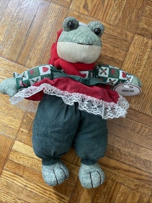 Vtg Sterling Musical Frog Santa Plush Christmas Croaks Song Jingle Bells