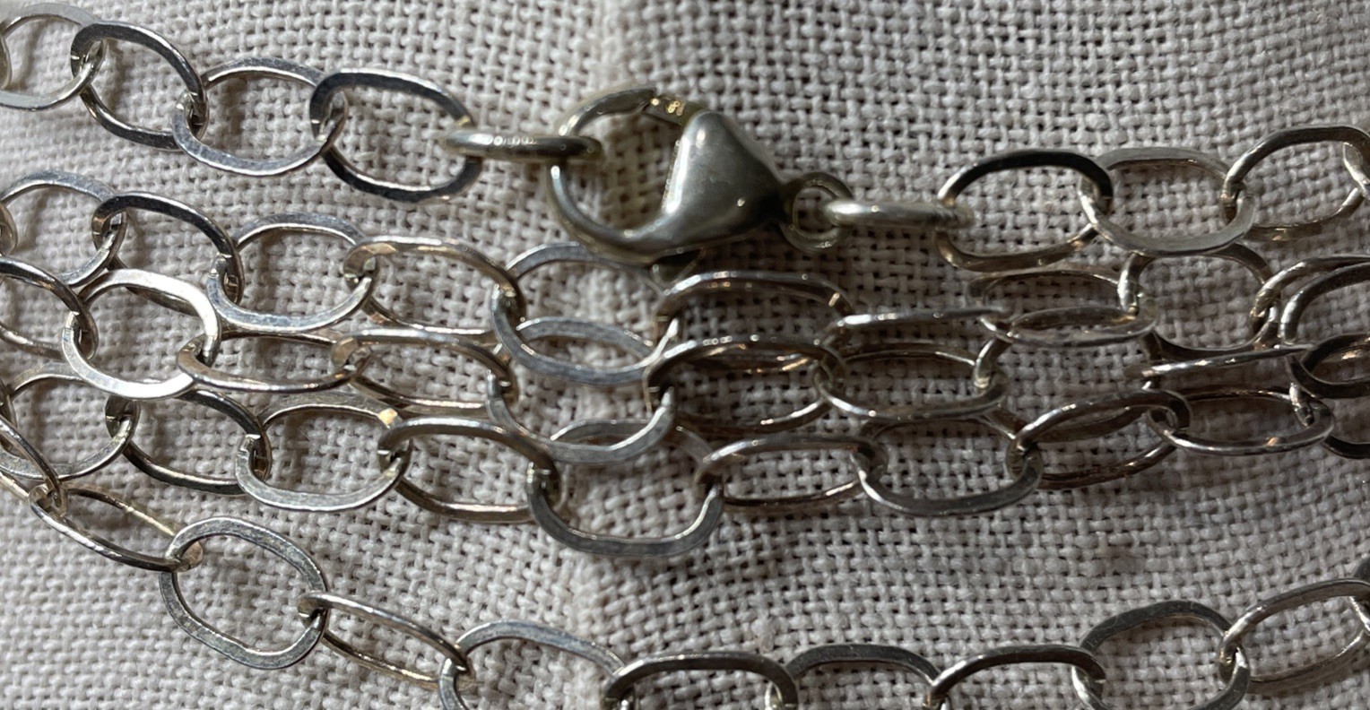 Sterling Silver Oval Link Adjustable Necklace 28.… - image 2