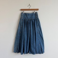 Vintage 90s Ruffhewn Button Detail Denim Midi Skirt