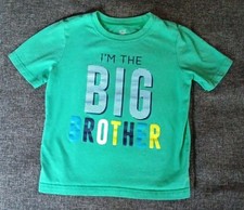 Shirt Size 5 Boys Carters Short sleeve Green I'm The Big Brother