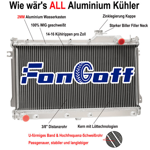 90 Miata Radiator 2 Reihig Kühler Für 90-93 91 Mazda Miata MX5 1.6L;Miata MX5 1.8L L4 94 ...