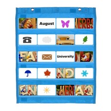 Magnetic Pocket Chart, Small Pocket Chart for Classroom Hanging, Blue
