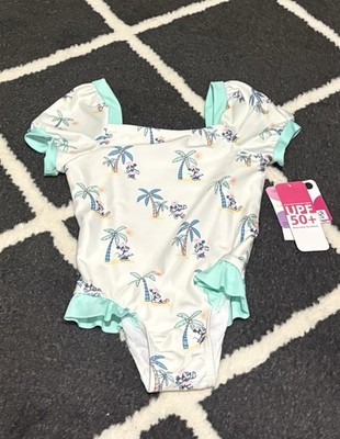 Disney Minnie Mouse Girls' 4T One Piece Swimsuit Palm Tree UPF 50+