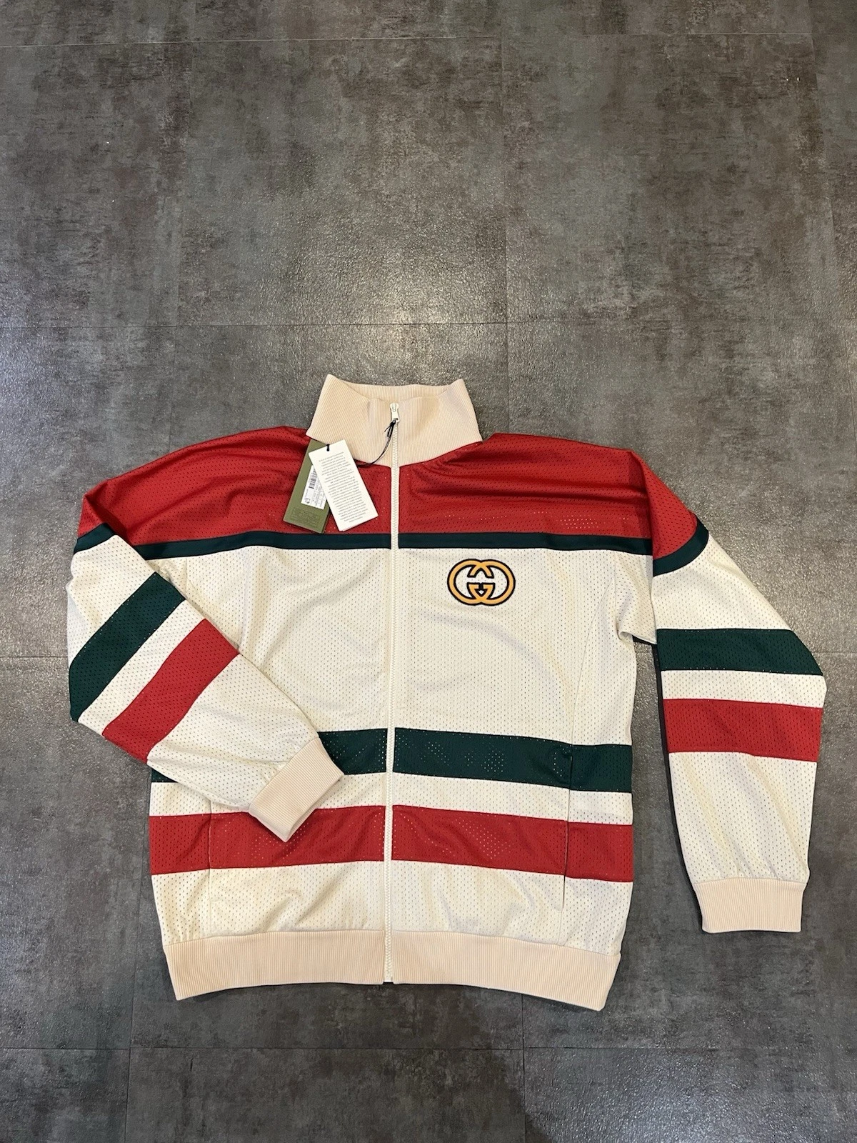 Giacca Gucci in tessuto a rete con zip nuova con etichette vendita al dettaglio L ~3300$