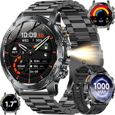 Military Smart Watches for Men with 2 Straps, 1000Mah Battery/Led Flashlig