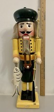 VTG  Wooden Nutcracker Sport Fisherman 18  ta...
