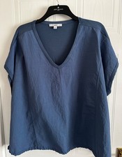 Next XL Mid Blue Vneck Cap Sleeve Top Oversized/Loose Fits Size 20/22 Excellent