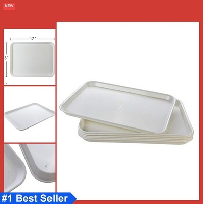 Plastic Serving Trays Set of 6 Rectangular 17x13 Inch Fast Food Cafeteria Non