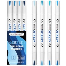Dual Tip Brush Markers, 4 Pack Double Ended Acrylic Paint Pens - 4pcs-blue