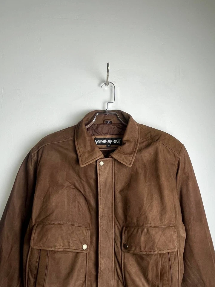 Wear Me Out Suede Leather Bomber Jacket Brown Indonesia Size 42 Medium - Image 2 of 4