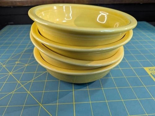 Four (4) Fiestaware Yellow Classic Rim Cereal Bowl Sunflower Vtg 6 7/8" 19oz USA